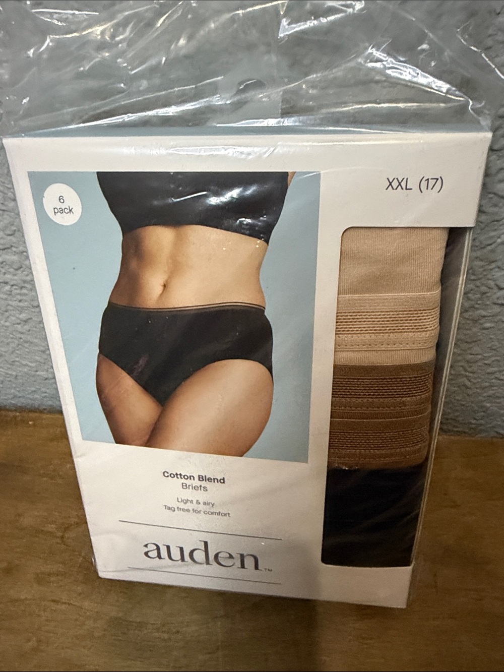 Auden Cotton Blend Briefs 6-Pack - Black, Beige, Brown Mix (XXL)
